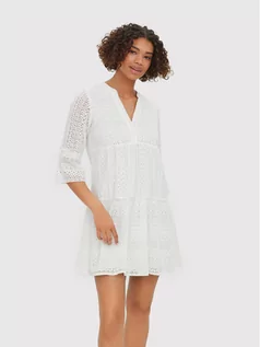 Sukienki - Vero Moda Sukienka codzienna Honey 10272501 Biały Regular Fit - grafika 1