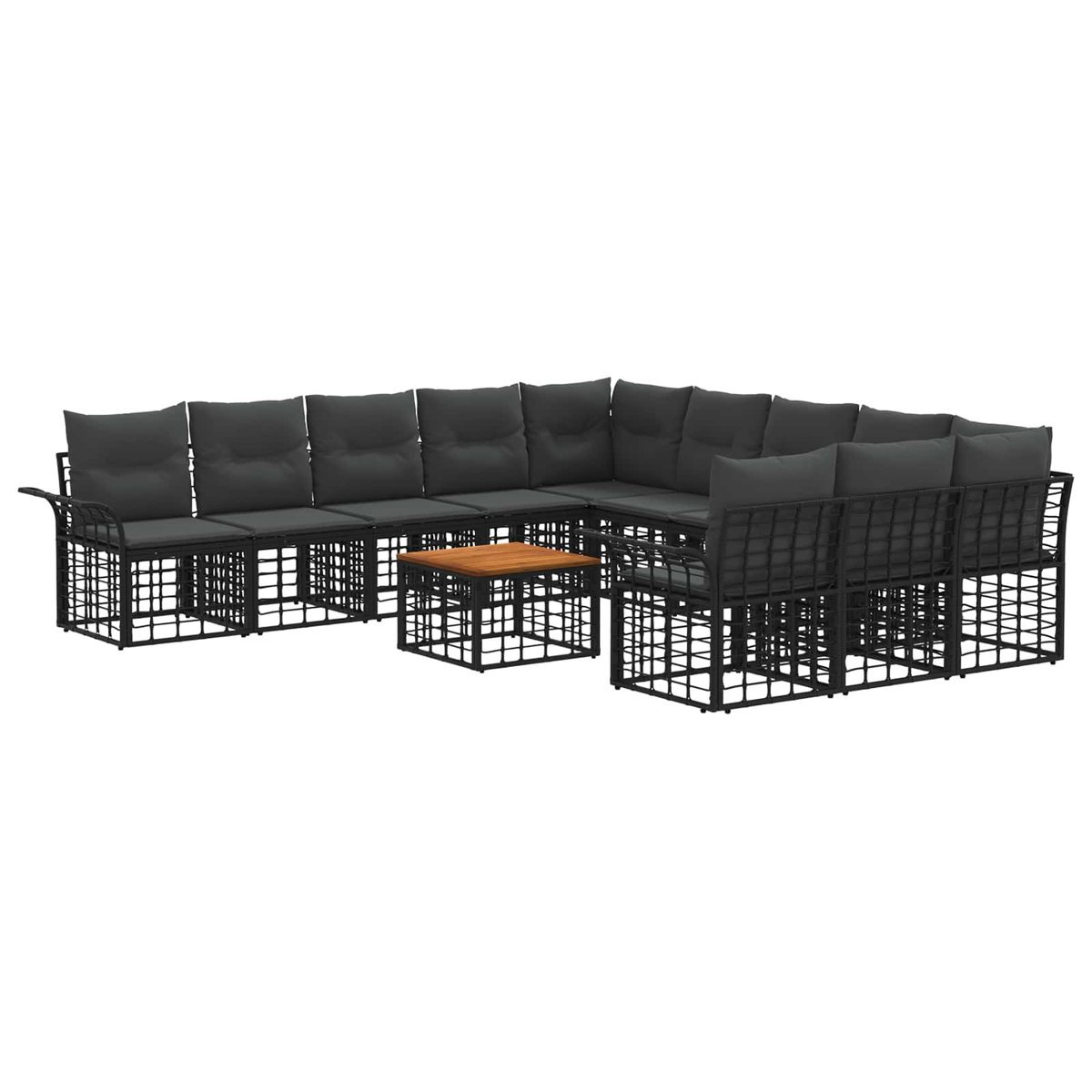 vidaXL Zestaw sof na zewnątrz 12 pcs Czarny i Ciemnoszary Poliester