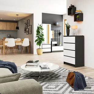 KOMODA K60 4SZ CLP GRAFIT SZARY / BIAŁA - Komody - miniaturka - grafika 2