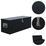 Skrzynki i torby narzędziowe - Aluminiowa skrzynia, 1085 x 370 x 400 mm, czarna - miniaturka - grafika 1