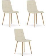 Krzesła - Krzesło tapicerowane beżowe KARA aksamit 3 szt loft nowoczesne kuchnia - miniaturka - grafika 1