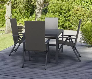 LIVARNO home Zestaw plecionych mebli ogrodowych Valencia (stół rozsuwany + 4 krzesła składane), szary - Meble ogrodowe - miniaturka - grafika 1