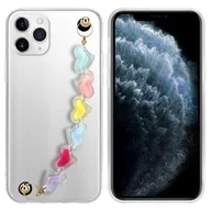 Etui i futerały do telefonów - Pokrowiec Do Apple iPhone 11 PRO Etui w Przezroczyste z kolorowymi serduszkami Obudowa Case Cover TPU Silicone Perły Cadorabo - miniaturka - grafika 1