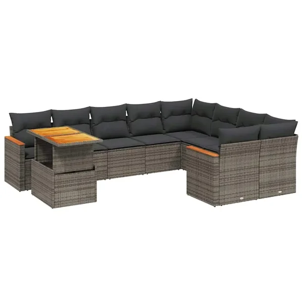 Modułowy zestaw mebli ogrodowych z poduszkami, szary, rattan PE, 62x62x69