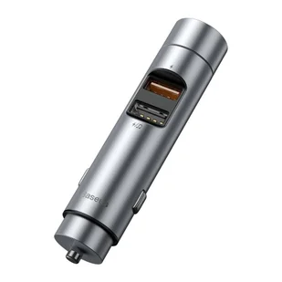 Baseus Transmiter FM Bluetooth 5.0 ładowarka samochodowa 2x USB 3 A 18 W PPS Quick Charge 3.0 AFC FCP srebrny (CCNLZ-C0S) - Transmitery FM - miniaturka - grafika 5