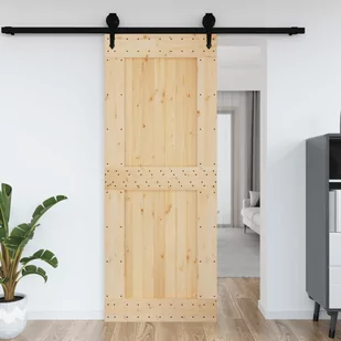 vidaXL Drzwi, 90x210 cm, lite drewno sosnowe - Ogrodzenia - miniaturka - grafika 1