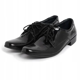 Buty Męskie Galowe Lakierki Półbuty Czarne Skórzane Eleganckie Wojskowe 43 - Półbuty męskie - miniaturka - grafika 1