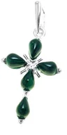 Biżuteria religijna - Srebrny krzyżyk z malachitem - miniaturka - grafika 1