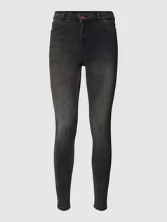 Spodnie damskie - Jeansy z wysokim stanem o kroju skinny fit z dodatkiem streczu - grafika 1