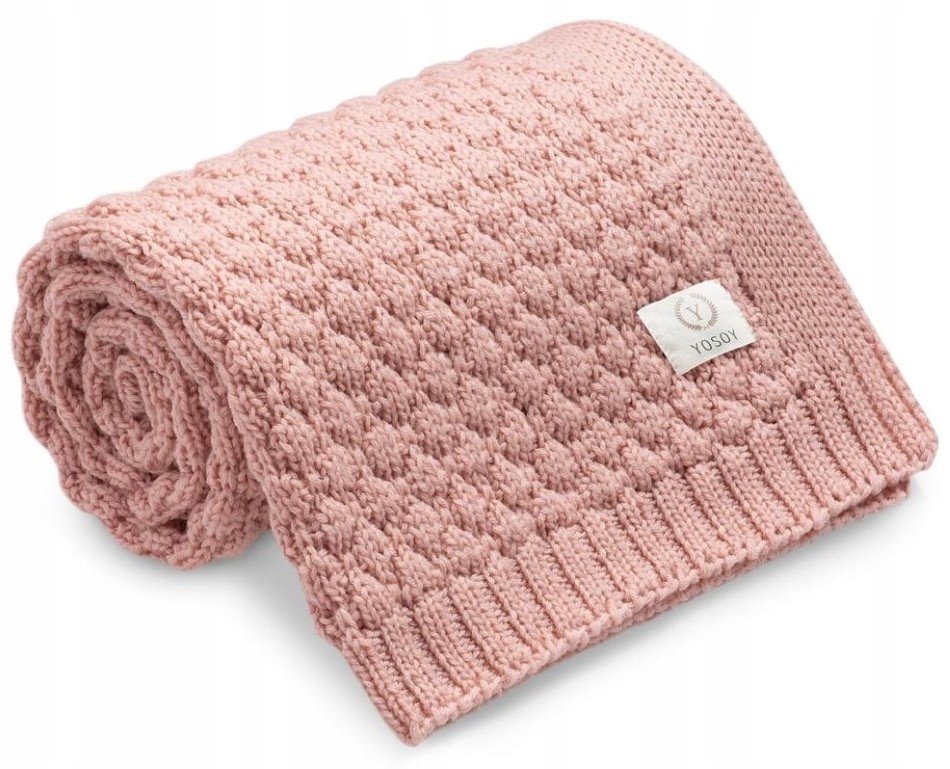 Yosoy Koc dziany 100% merino wool Bubbles jasny brudny róż