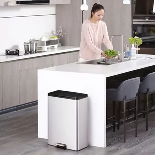 Vepa Bins EKO Kosz na śmieci z pedałem Essential, 2x20 L, matowy srebrny - Pozostałe akcesoria do uprawy roślin - miniaturka - grafika 1