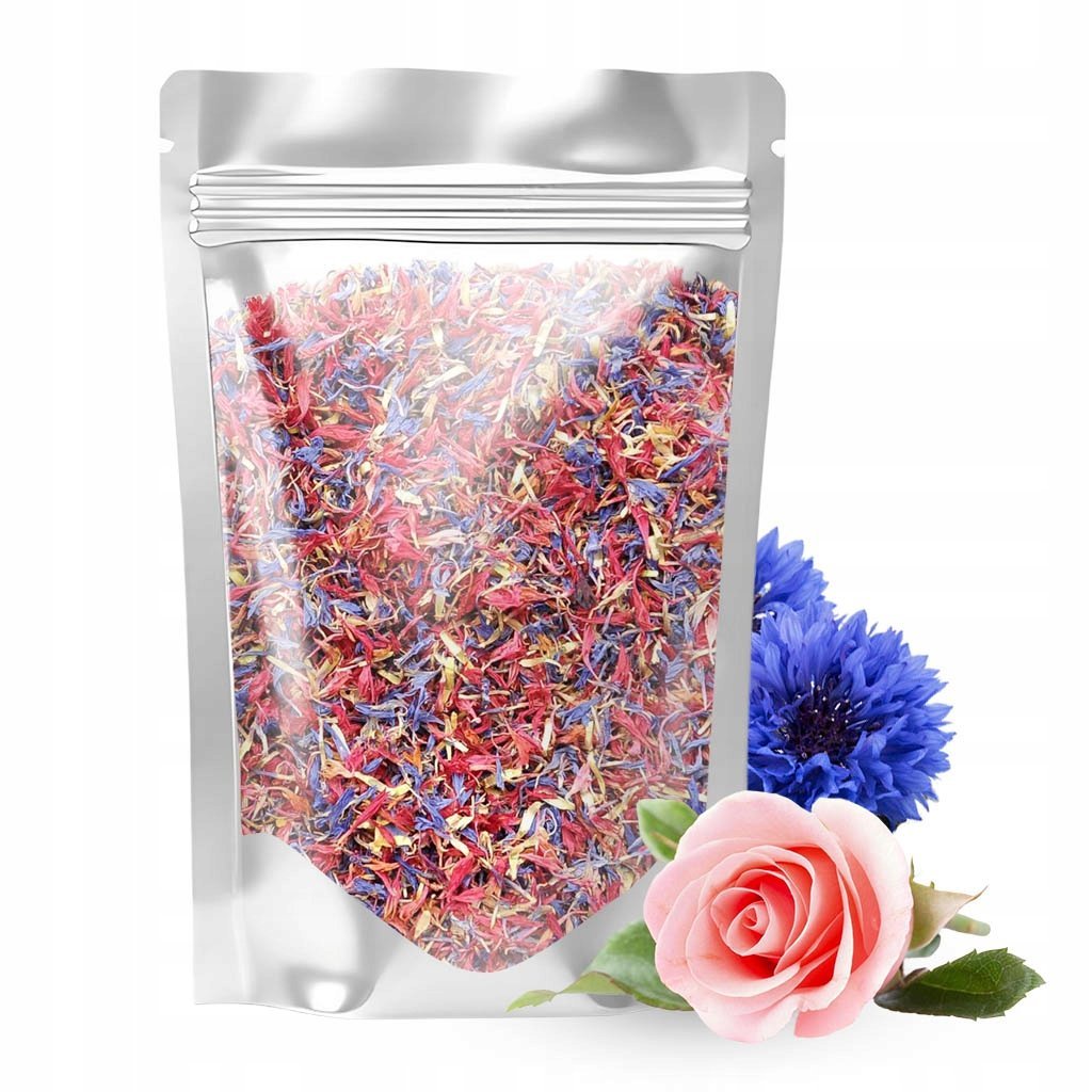 Płatki róż BŁAWATEK niebieski KWIATY JADALNE suszone zestaw 75 g