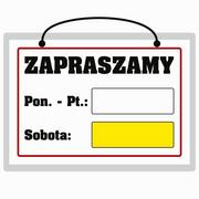 Tablica laminowana A4 - zapraszamy sobota