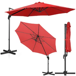 Uniprodo Parasol ogrodowy wiszący - 300 cm - czerwony UNI_UMBRELLA_2R300RE UNI_UMBRELLA_2R300RE - Parasole ogrodowe - miniaturka - grafika 1