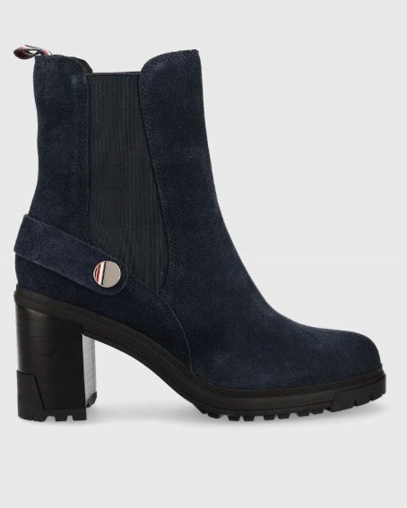TOMMY HILFIGER BOTKI DAMSKIE GRANATOWE NA OBCASIE 40 4CA