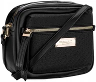 Torebki damskie - TOREBKA Damska CZARNA Listonoszka MONNARI ZŁOTE LOGO KIESZONKA - miniaturka - grafika 1