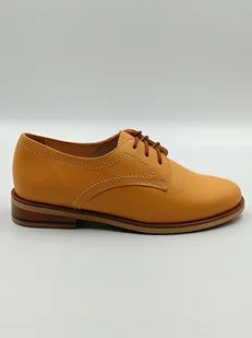 Pomarańczowe sznurowane oksfordy elastyczna podeszwa polska marka PULSO r. 39 - Półbuty damskie - miniaturka - grafika 1