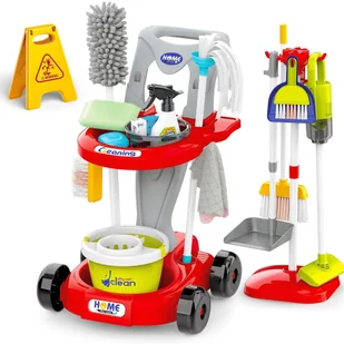WOOPIE Zestaw do Sprzątania XXL Wózek 3w1 29 el. Czerwony - Zabawy w naśladowanie dorosłych - miniaturka - grafika 1