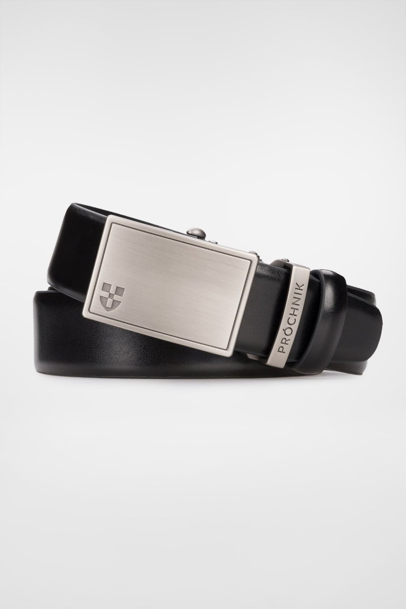 Pasek Skórzany Czarny z Klamrą Automatyczną PM1