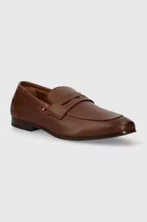 Mokasyny męskie - Tommy Hilfiger mokasyny skórzane CASUAL LIGHT FLEXIBLE LTH LOAFER męskie kolor brązowy FM0FM04989 - grafika 1