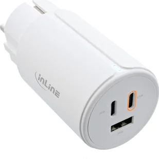 InLine InLine® USB PD power supply, GaN charger, 3-port, Dual USB-C + USB-A, 65W, white - Kable komputerowe i do monitorów - miniaturka - grafika 1