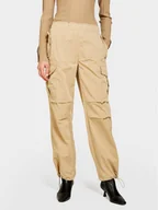 Spodnie damskie - Sisley Spodnie materiałowe 4JQJLF04R Beżowy Relaxed Fit - miniaturka - grafika 1