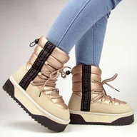 Śniegowce damskie - D.Franklin DFSH371006 Śniegowce damskie ocieplane na platformie beżowe - miniaturka - grafika 1