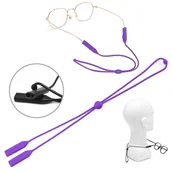 Akcesoria do okularów - Silikonowy sznureczek gumka do okularów z regulacją - FIOLET - miniaturka - grafika 1