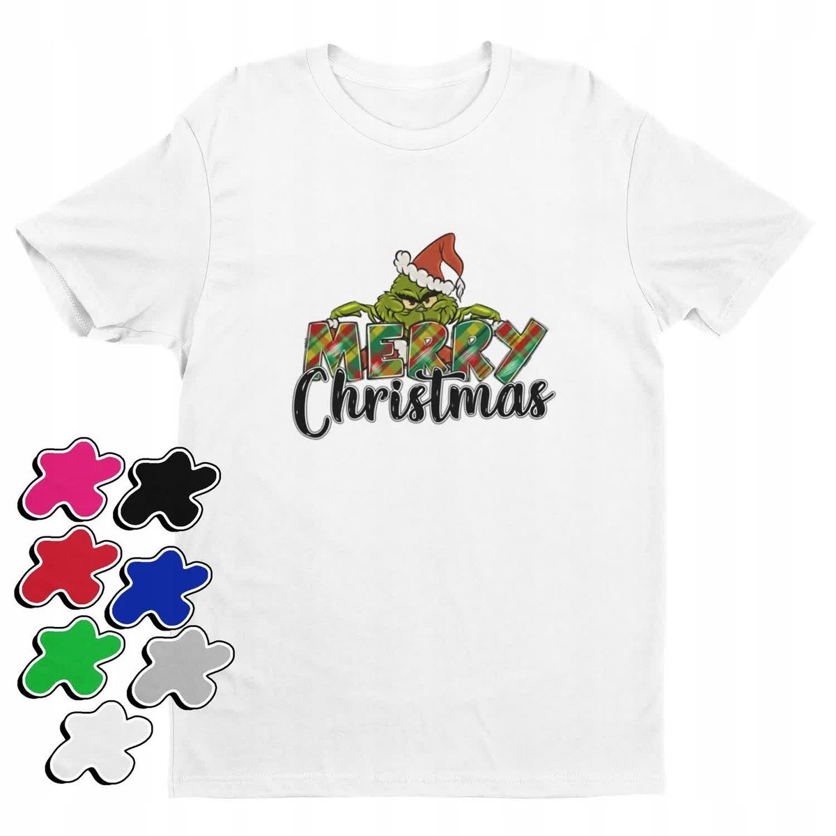 Koszulka T-Shirt Dziecięca Z Nadrukiem Grinch Święta Prezent -M 134-140