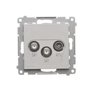 Gniazdka elektryczne - Gniazdo antenowe SAT-SAT-RTV Kontakt-Simon 55 TASK2.01/143 satelitarne podwójne moduł. 2x Wejście: 5 MHz÷2,4 GHz aluminium mat - miniaturka - grafika 1