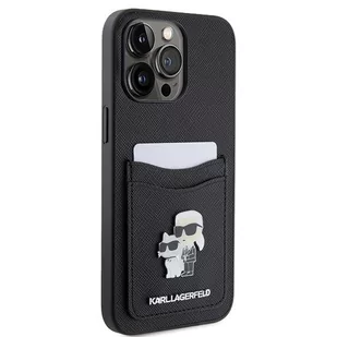 Karl Lagerfeld KLHCP15XSAPKCNPK iPhone 15 Pro Max 6.7" czarny/black hardcase Saffiano Cardslot KC Metal Pin - Etui i futerały do telefonów - miniaturka - grafika 4