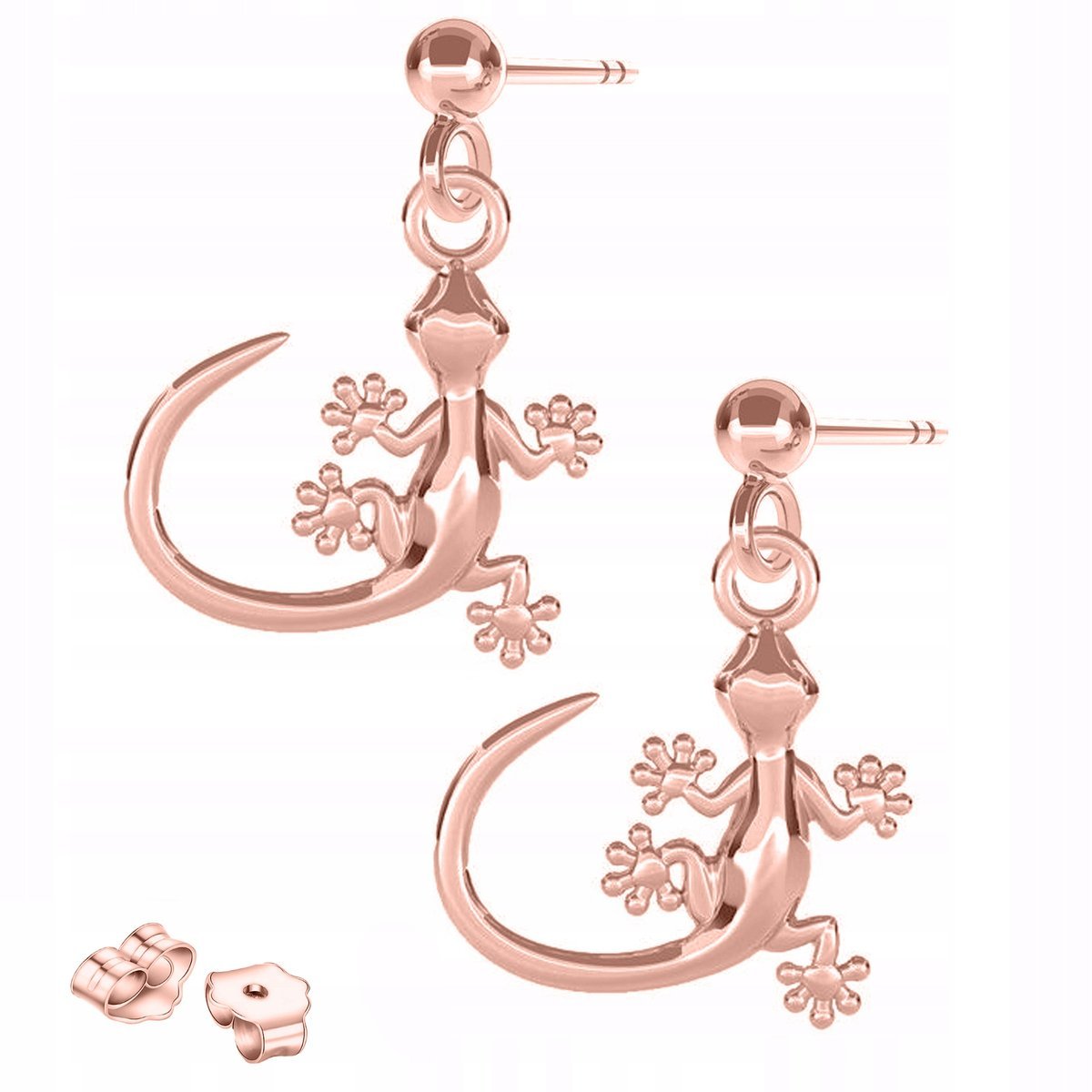 Kolczyki Pozłacane Jaszczurki Gady Zwierzę Jaszczurka Wkrętki SREBRO 925