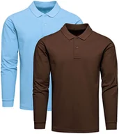 Koszulki męskie - Zestaw 2szt bluzka polo premium z długim rękawem niebieska i brązowa Recea - miniaturka - grafika 1
