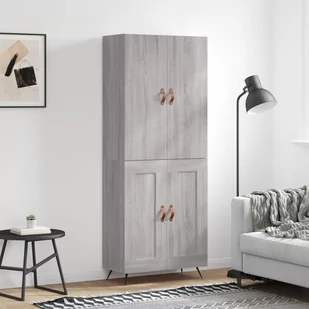 vidaXL Witrynka szary dąb sonoma 69,5x34x180cm materiał drewnopochodny - Witryny - miniaturka - grafika 1