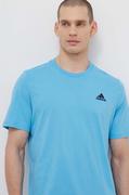 Koszulki męskie - adidas t-shirt bawełniany męski kolor niebieski gładki IS1317 - miniaturka - grafika 1
