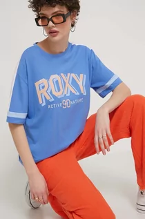 Koszulki sportowe damskie - Roxy t-shirt bawełniany Essential Energy damski kolor niebieski ERJKT04120 - grafika 1
