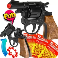 Zabawki militarne - Pistolet Na Kapiszony, Spłonkę METALOWY Solidny Rewolwer GONHER Policyjny Czarny + 3x Spłonka - miniaturka - grafika 1