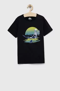 Koszulki dla chłopców - Quiksilver t-shirt bawełniany dziecięcy kolor czarny z nadrukiem - grafika 1