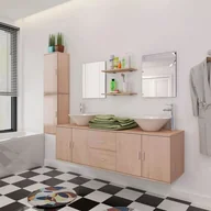 Meble łazienkowe - vidaXL vidaXL 11-częściowy zestaw mebli łazienkowych ze zlewami i kranami - miniaturka - grafika 1
