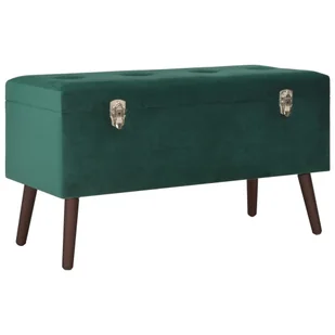 VidaXL Lumarko Ławka ze schowkiem, zielona, 80 cm, aksamitna 3070668 VidaXL - Ławki do przedpokoju - miniaturka - grafika 1