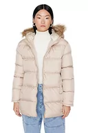 Kurtki damskie - Trendyol Damska kurtka oversize z kapturem, tkana odzież wierzchnia, BEŻOWY, M - miniaturka - grafika 1