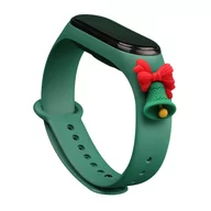 Etui i futerały do telefonów - Strap Xmas opaska do Xiaomi Mi Band 4 / Mi Band 3 świąteczny silikonowy pasek bransoletka ciemnozielony (dzwonek) - miniaturka - grafika 1