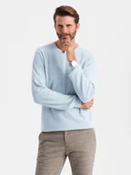 Swetry męskie - Melanżowy sweter męski ze strukturalnej dzianiny błękitny V2 OM-SWSW-0142 - Ombre Clothing - miniaturka - grafika 1