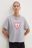 Koszulki sportowe damskie - Guess Jeans t-shirt bawełniany damski kolor szary W4YI73 K8HM0 - miniaturka - grafika 1