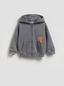 Bluzy i sweterki niemowlęce - Reserved - Bawełniana bluza z kapturem - ciemnoszary - miniaturka - grafika 1