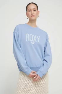 Bluzy damskie - Roxy bluza damska kolor niebieski z nadrukiem ERJFT04802 - grafika 1