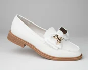 Mokasyny męskie - Mokasyny JN-670 z kokardą slip on białe - miniaturka - grafika 1