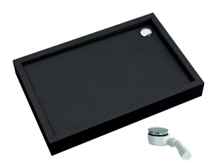 SCHEDPOL SCHEDLINE COLLECTION Brodzik prostokątny zintegrowany FAVORY PLUS BLACK STONE 80x100x16 z systemem STABILSOUND PLUS 3ST.F1P-80100C/ST GRATIS SYFON 90 MM- - Brodziki prysznicowe - miniaturka - grafika 1
