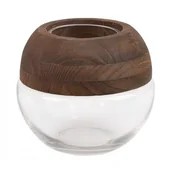 Wazony i flakony - Wazon Dekoracyjny Drewno + Szkło Grace 18X18 Biały + Brązowy - miniaturka - grafika 1