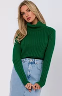 Swetry damskie - Sweter z golfem zielony M771, Kolor zielony, Rozmiar L/XL, MOE - Primodo.com - miniaturka - grafika 1
